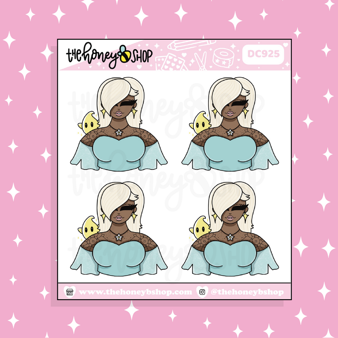 Princess Blue Babe Doodle Sticker | Choose your Skin Tone!