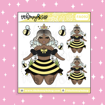 Bumble Queen Babe Doodle Sticker | Choose your Skin Tone!