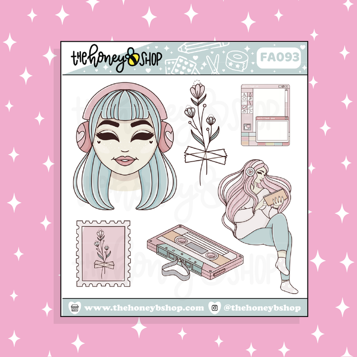 Lofi Vibes Babe Doodle Sticker | Choose your Skin Tone!