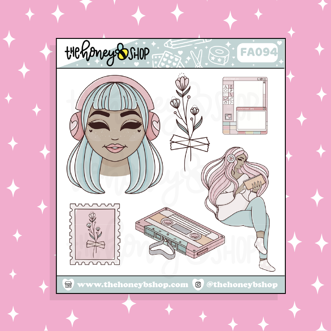 Lofi Vibes Babe Doodle Sticker | Choose your Skin Tone!