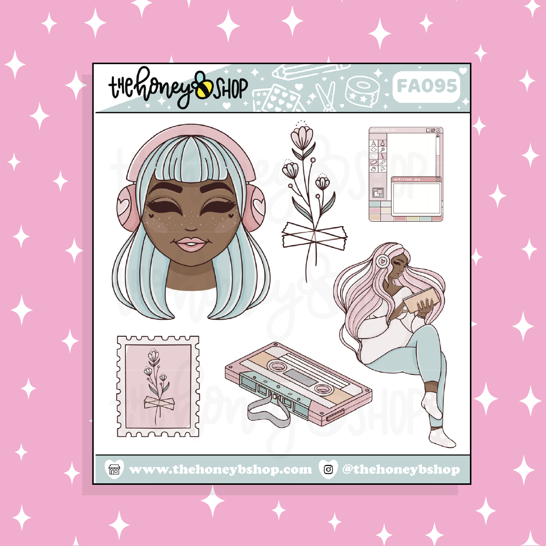 Lofi Vibes Babe Doodle Sticker | Choose your Skin Tone!