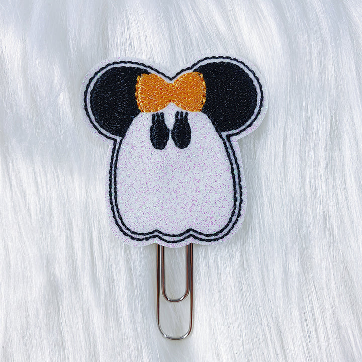 Minnie Ghost with Orange Bow Feltie Planner Clip