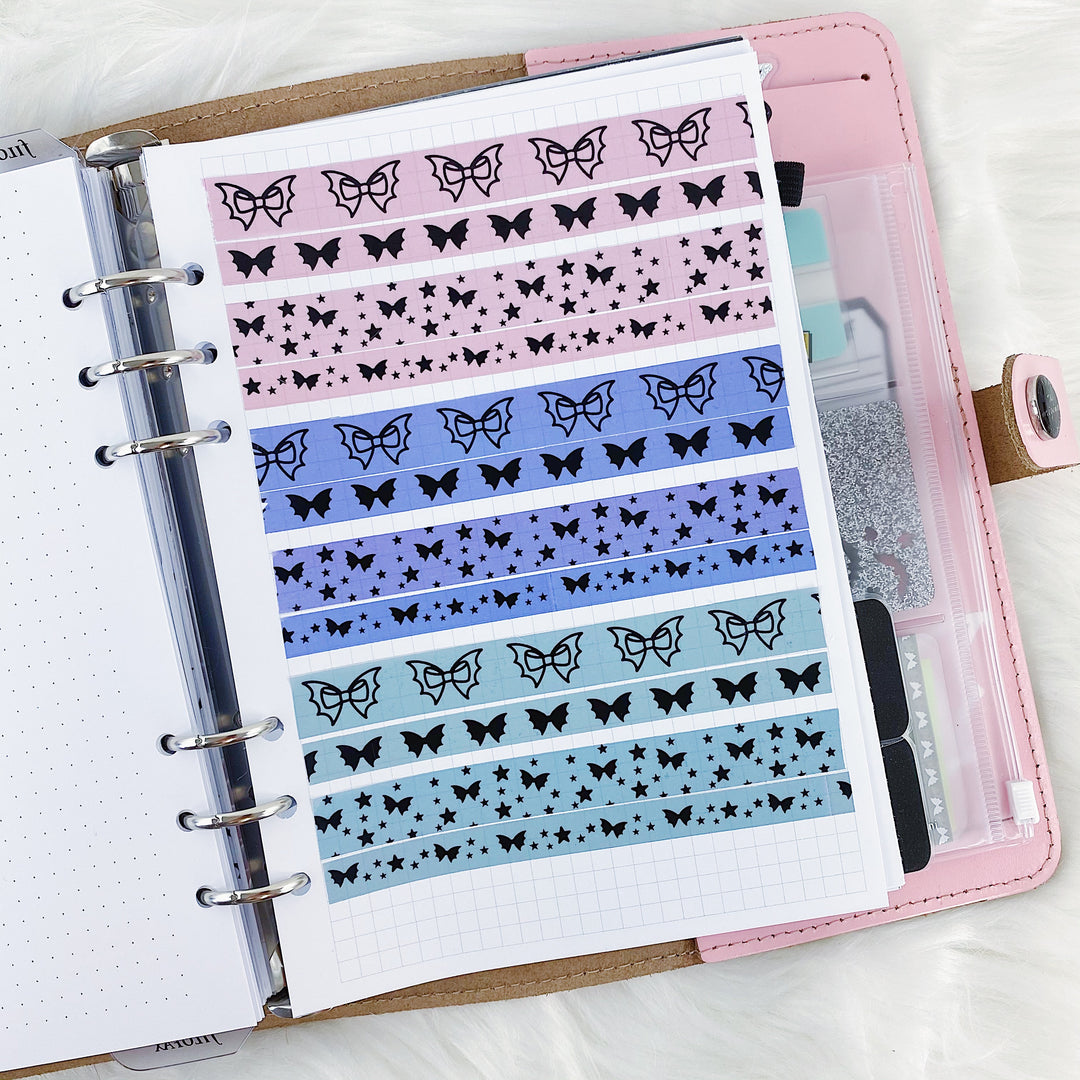 Pastel Teal Bat Bow Washi Bundle