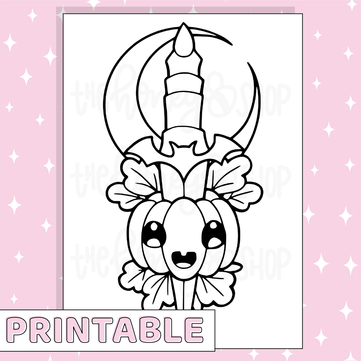 Pumpkin Coloring Page Set Printable Bee-6 Full Page Sticker | B6 Planner | Printable Planner Stickers
