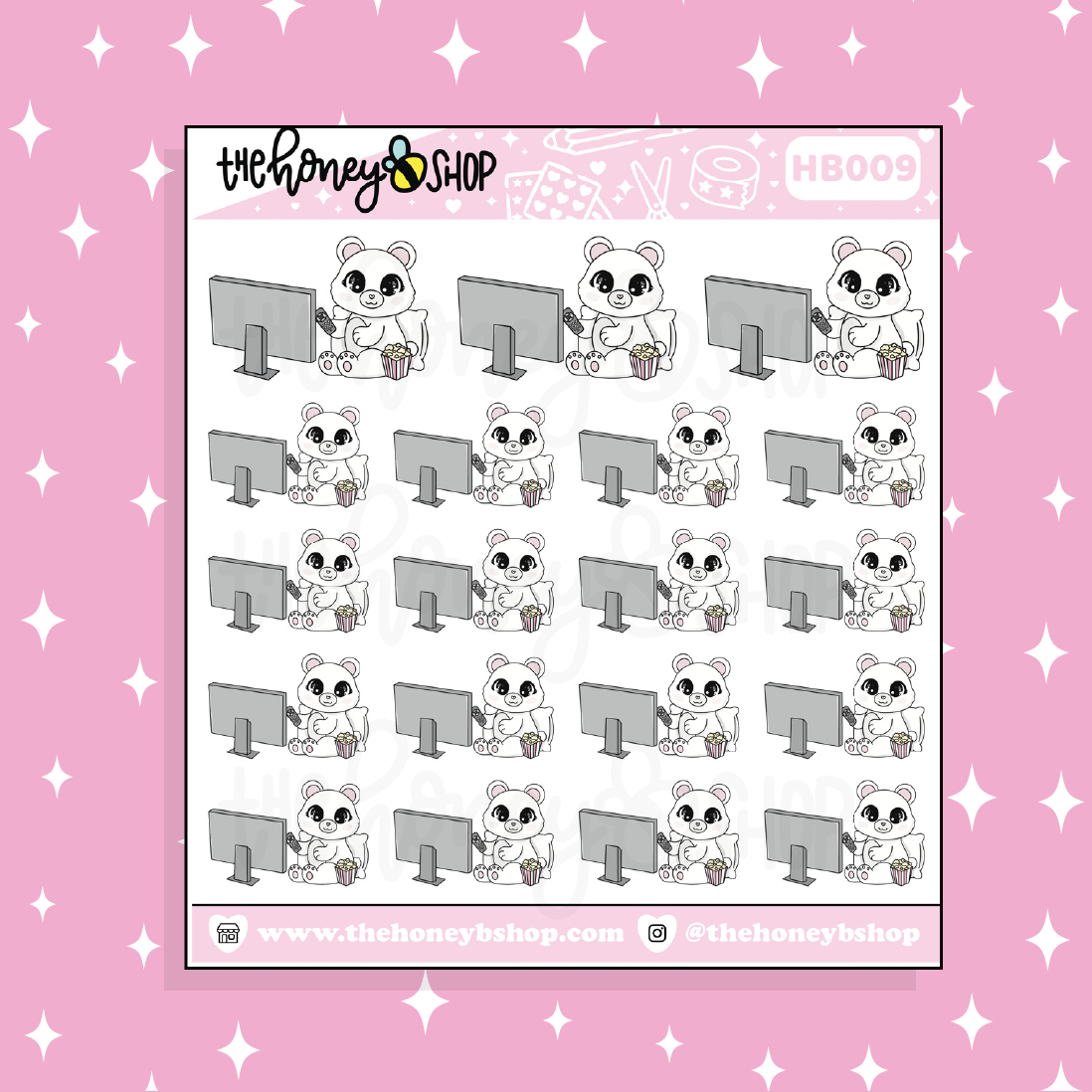 Movies + Snacks Honey Bear Doodle Sticker | Choose Your Version