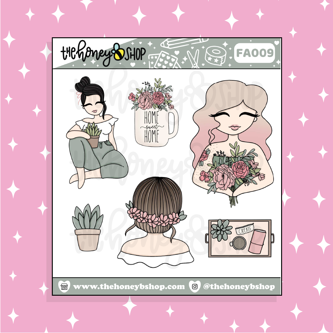 Home Sweet Home Babe Doodle Sticker | Choose your Skin Tone!