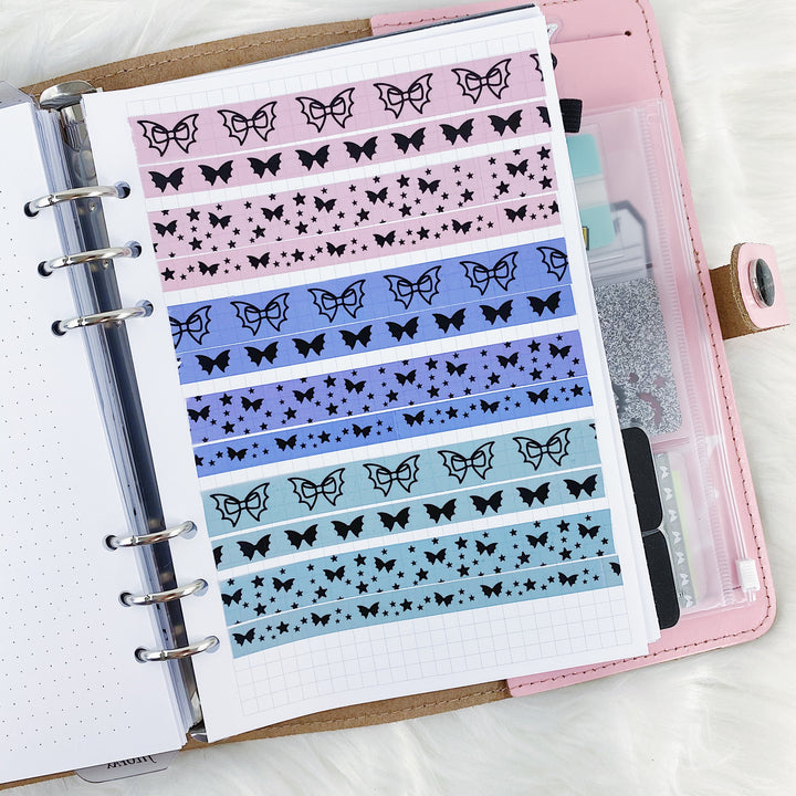 Pastel Pink Bat Bow Washi Bundle