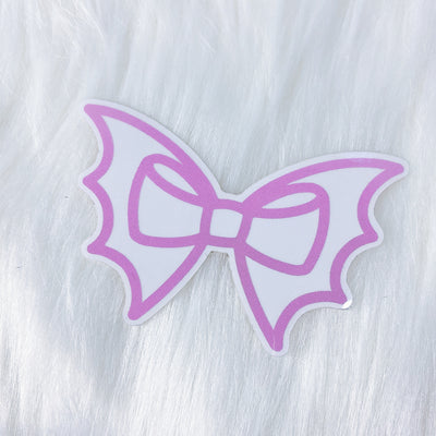 Pink Bat Bow CLEAR Vinyl Sticker Die Cut