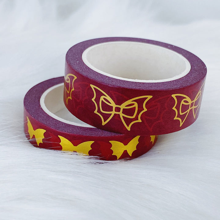 Red + Gold Holo Bat Bow Washi Bundle