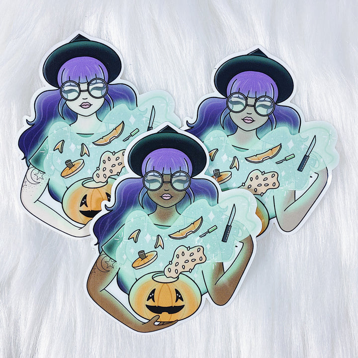 Pumpkin Witch Vinyl Die Cut | Choose your Skin Tone!