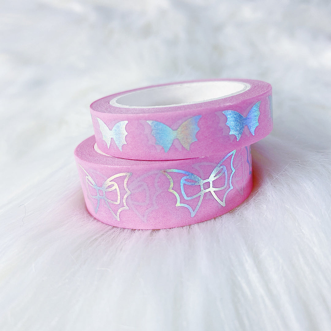 Pink Holo Bat Bow Washi Bundle