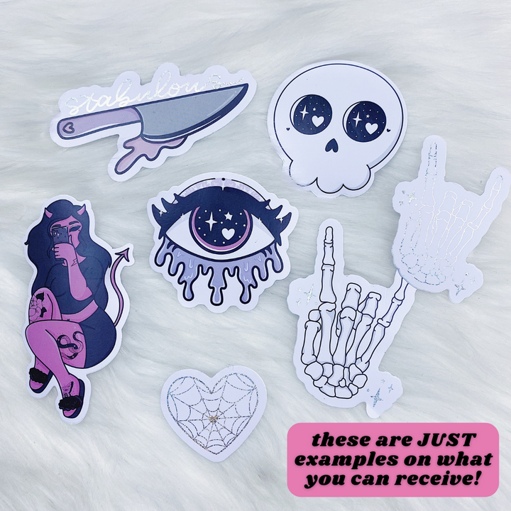 *MYSTERY* Pastel Goth Sticker Die Cut Pack | Pixie Holo Foiled | 5 Die Cuts + 2 Foiled Die Cuts!