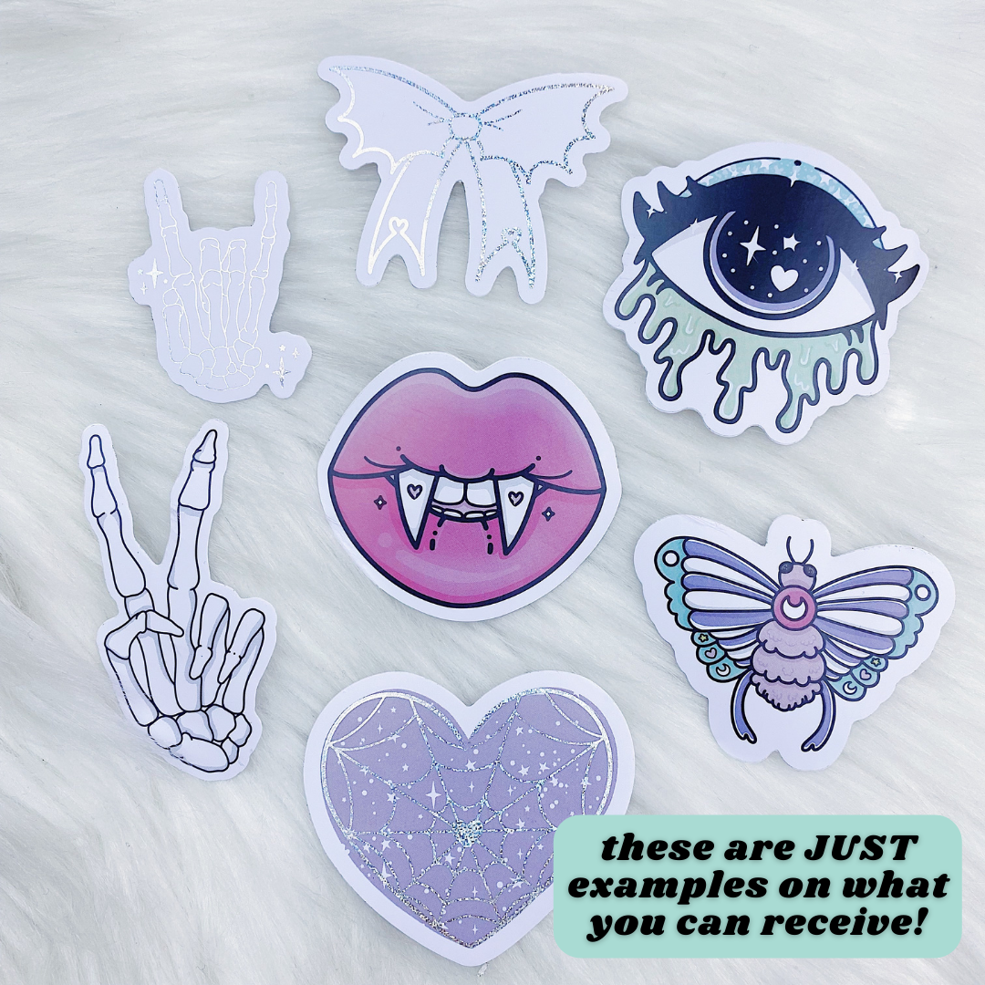 *MYSTERY* Pastel Goth Sticker Die Cut Pack | Pixie Holo Foiled | 5 Die Cuts + 2 Foiled Die Cuts!