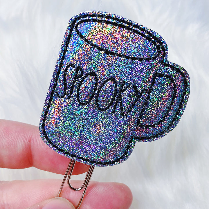 Holographic Spooky Mug Feltie Planner Clip