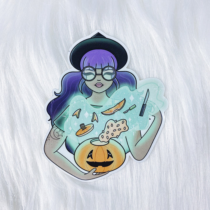 Pumpkin Witch Vinyl Die Cut | Choose your Skin Tone!