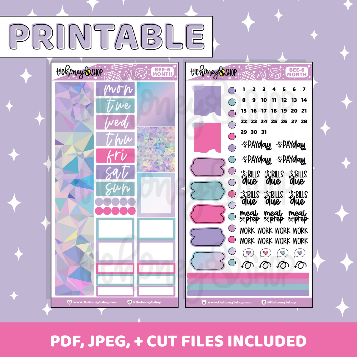 Kit mensual imprimible Go Wild | Planificador BEE6 PRT | Pegatinas imprimibles del planificador