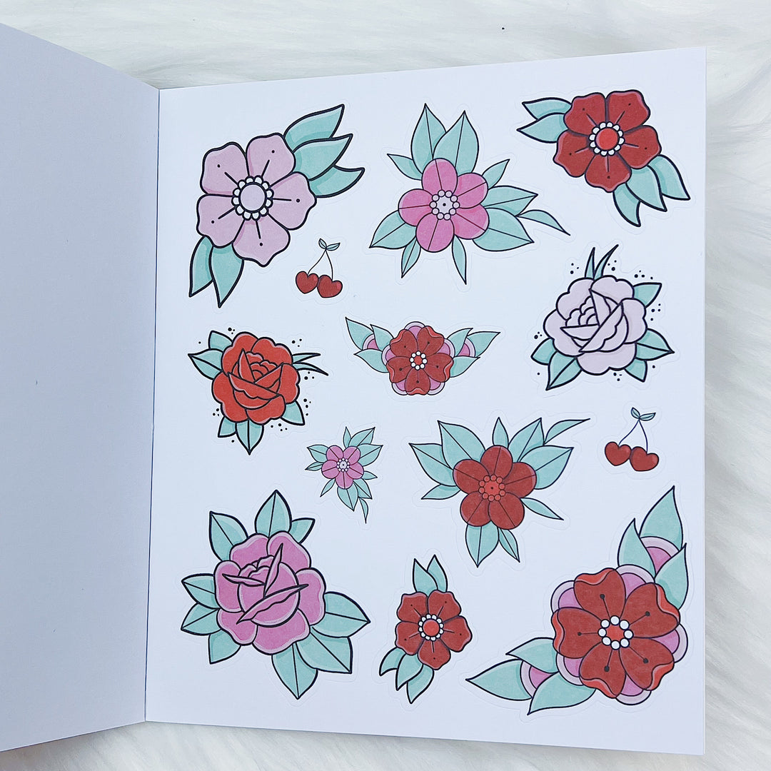 Libro de pegatinas de pastel de cereza | Papel adhesivo mate | 10 páginas | Pixie Holo frustrado