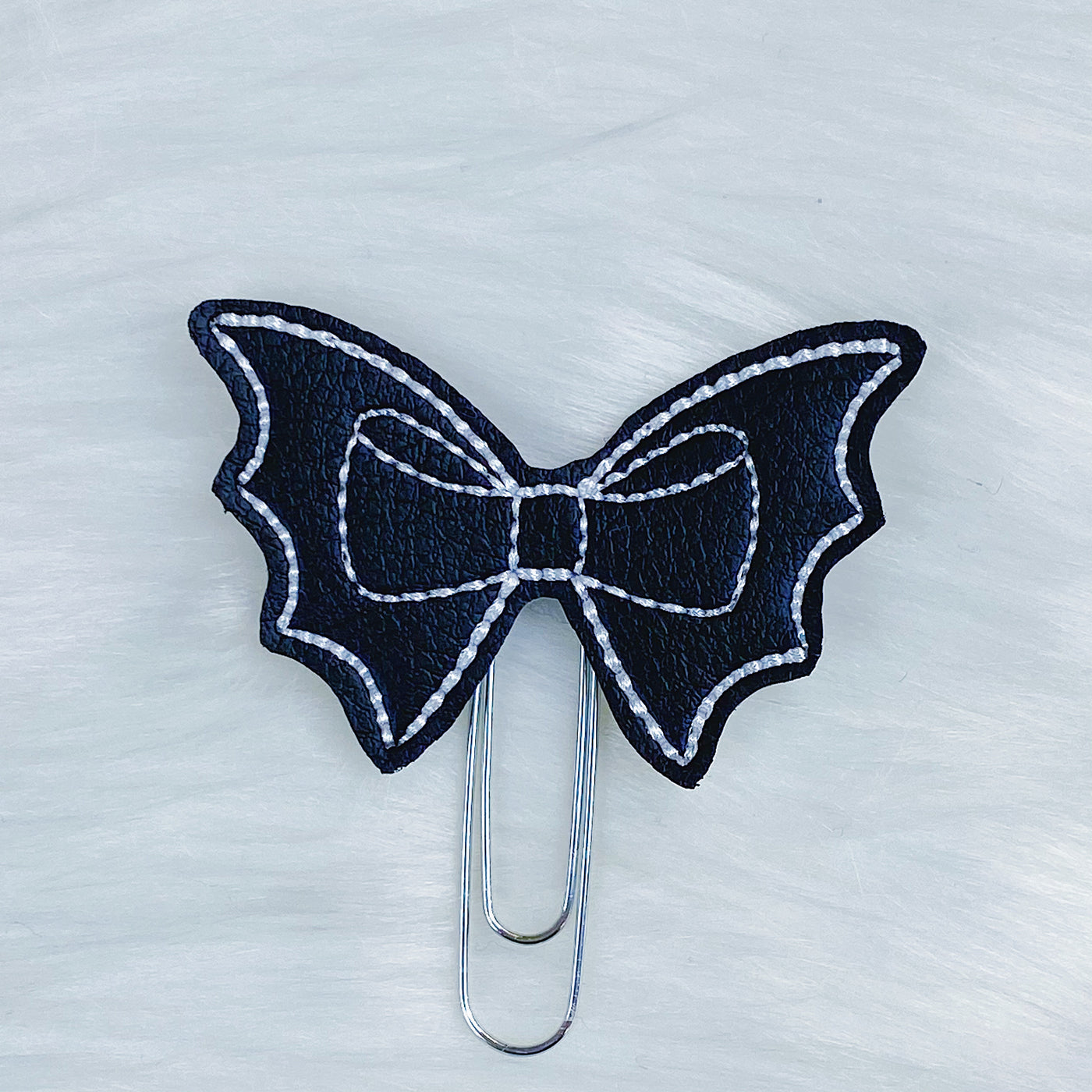 Black + White Bat Bow Feltie Planner Clip
