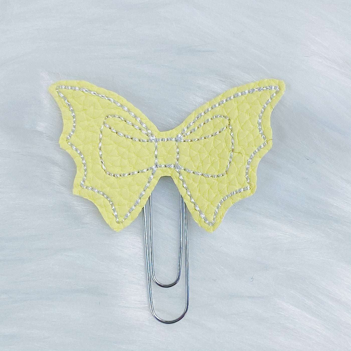 Yellow + White Bat Bow Feltie Planner Clip