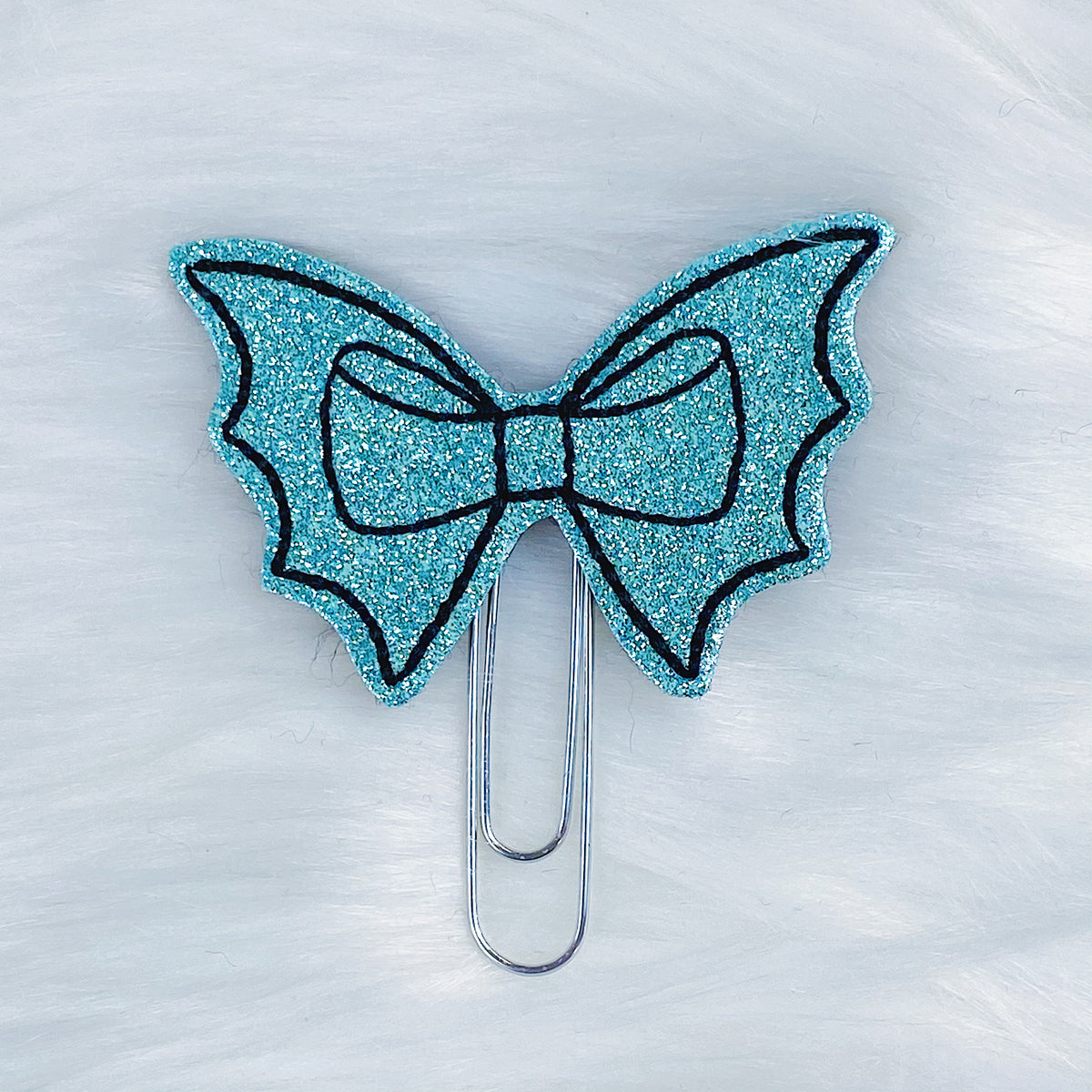 Clip planificador Aqua Glitter + lazo de murciélago negro Feltie
