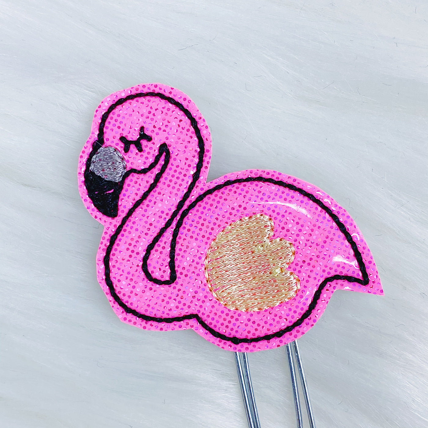 Shiny Flamingo Feltie | CHOOSE YOUR HARDWARE