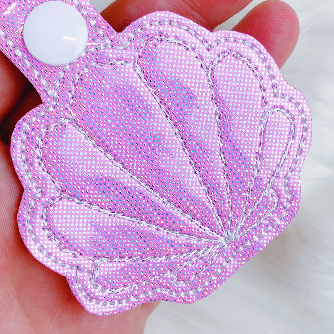 Shinny Pink Seashell Feltie Snap-Tab Charm