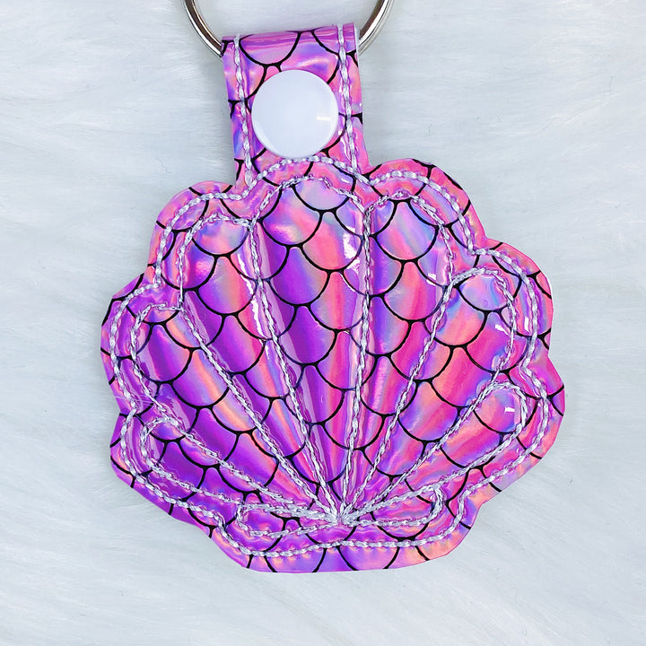 Pink Mermaid Seashell Feltie Snap-Tab Charm