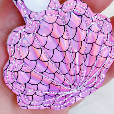 Pink Mermaid Seashell Feltie Snap-Tab Charm