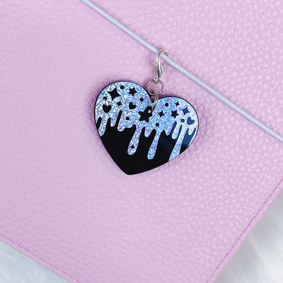 Drippy Heart Acrylic Charm | Includes Clasp | CHOOSE YOUR VINYL COLOR