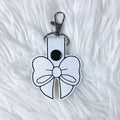 White with Black Stitching Bow Feltie Snap-Tab Charm