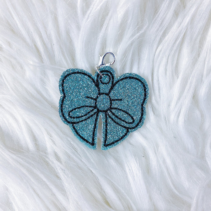 Turquoise Glitter Bow Feltie Planner Charm