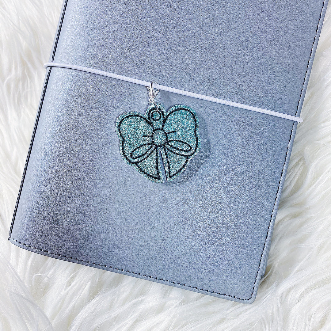 Turquoise Glitter Bow Feltie Planner Charm