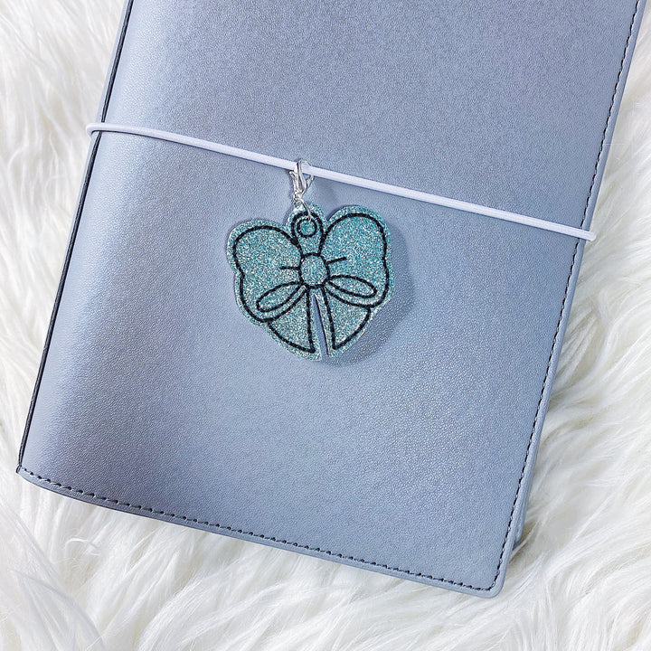 Turquoise Glitter Bow Feltie Planner Charm