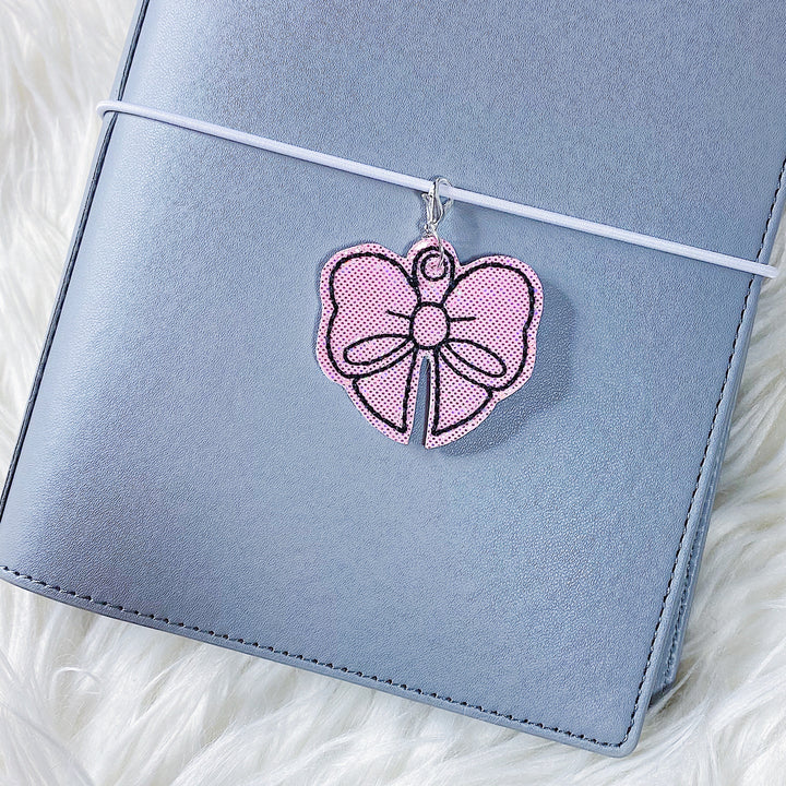 Light Pink Glitter Bow Feltie Planner Charm