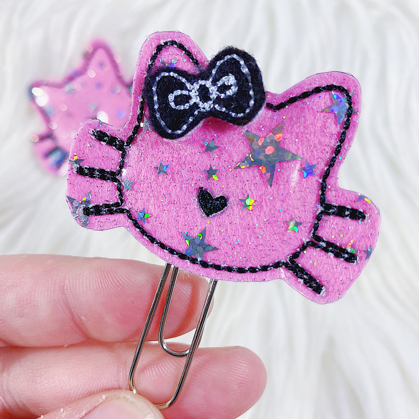 Pink Cat Feltie Planner Clip | WITH OR WITHOUT BOW