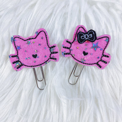 Pink Cat Feltie Planner Clip | WITH OR WITHOUT BOW