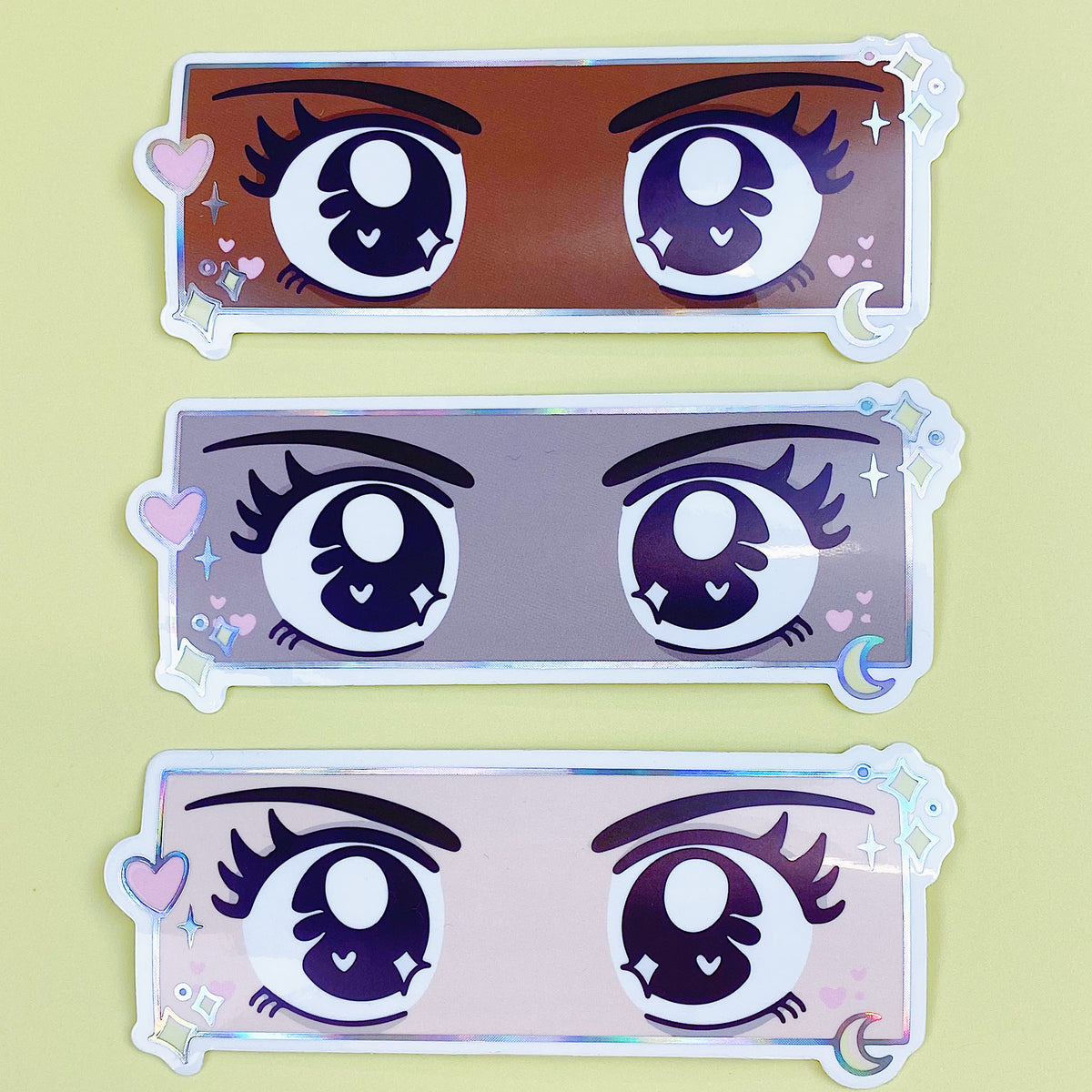 Anime Eyes Clear Vinyl Die Cut | Holo Foil | Choose your Skin Tone!