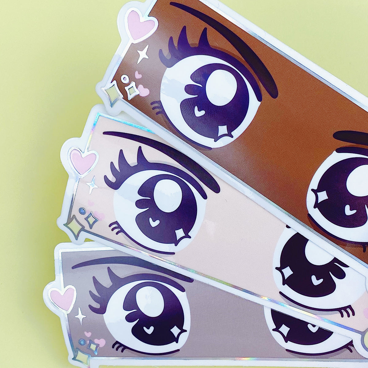 Anime Eyes Clear Vinyl Die Cut | Holo Foil | Choose your Skin Tone!