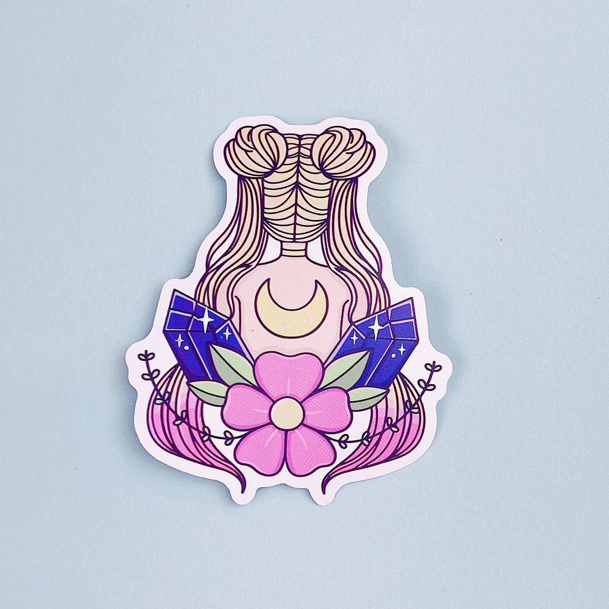 Magical Moon Crystal Babe Vinyl Die Cut | Holo Foil | Choose your Skin Tone!