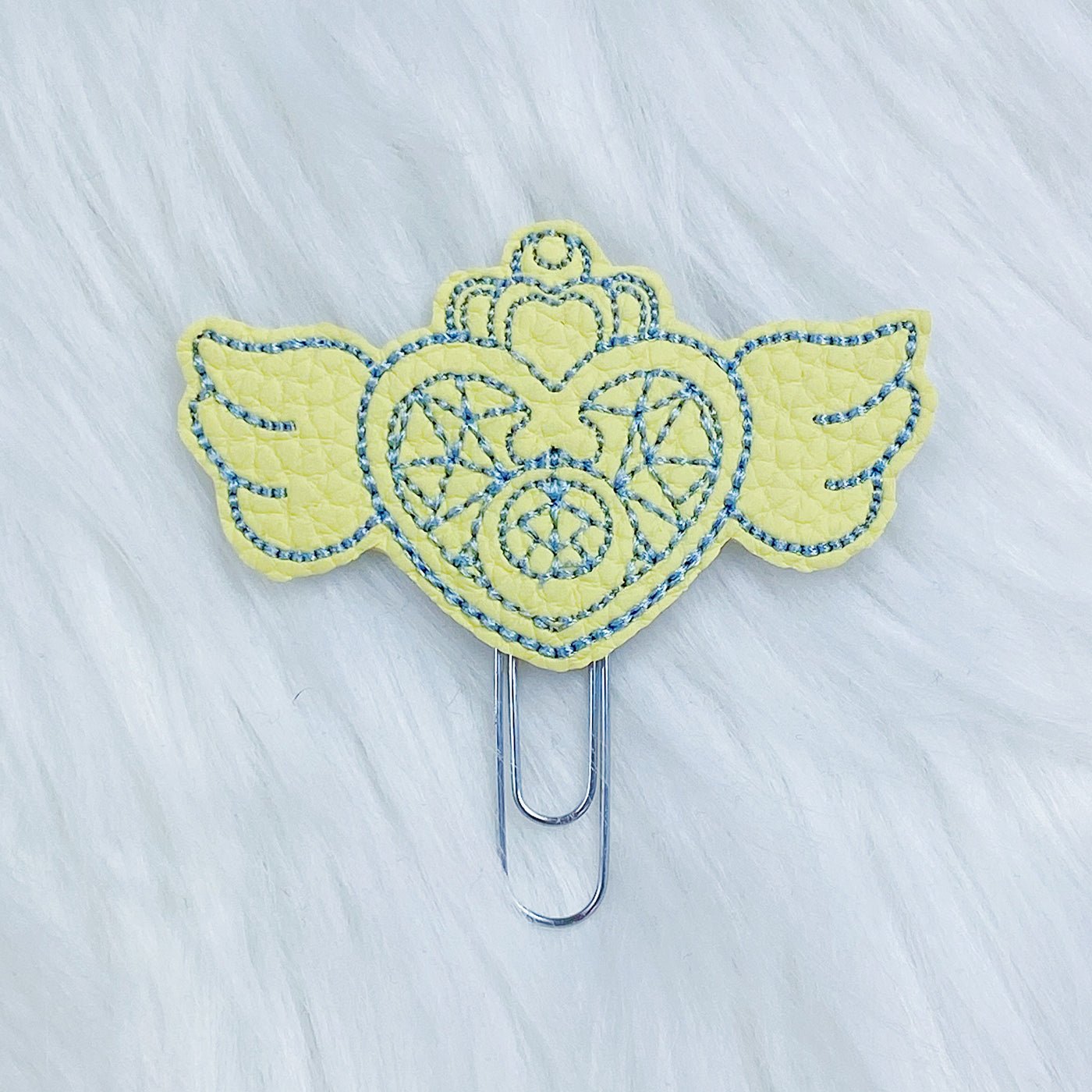 Yellow + Blue Stitching Magical Brooch Feltie Planner Clip
