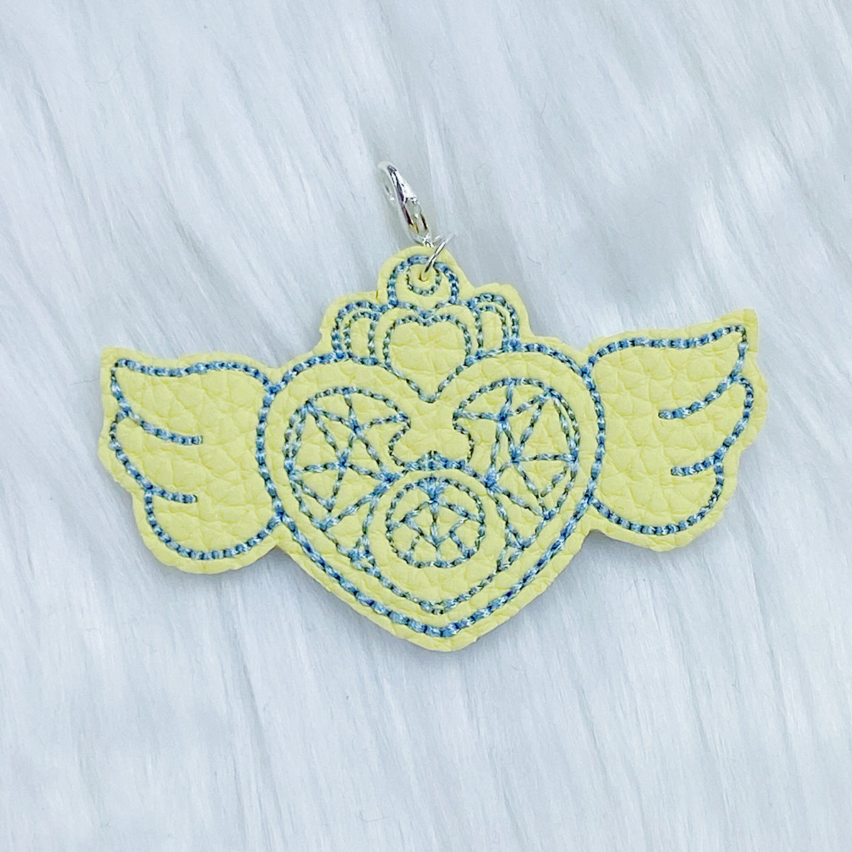 Yellow + Blue Stitching Brooch Feltie Planner Charm