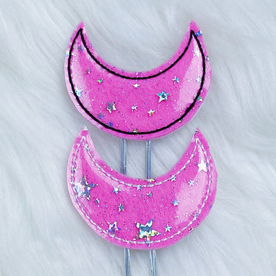 Pink + Black Stitching Star Jelly Moon Feltie Planner Clip