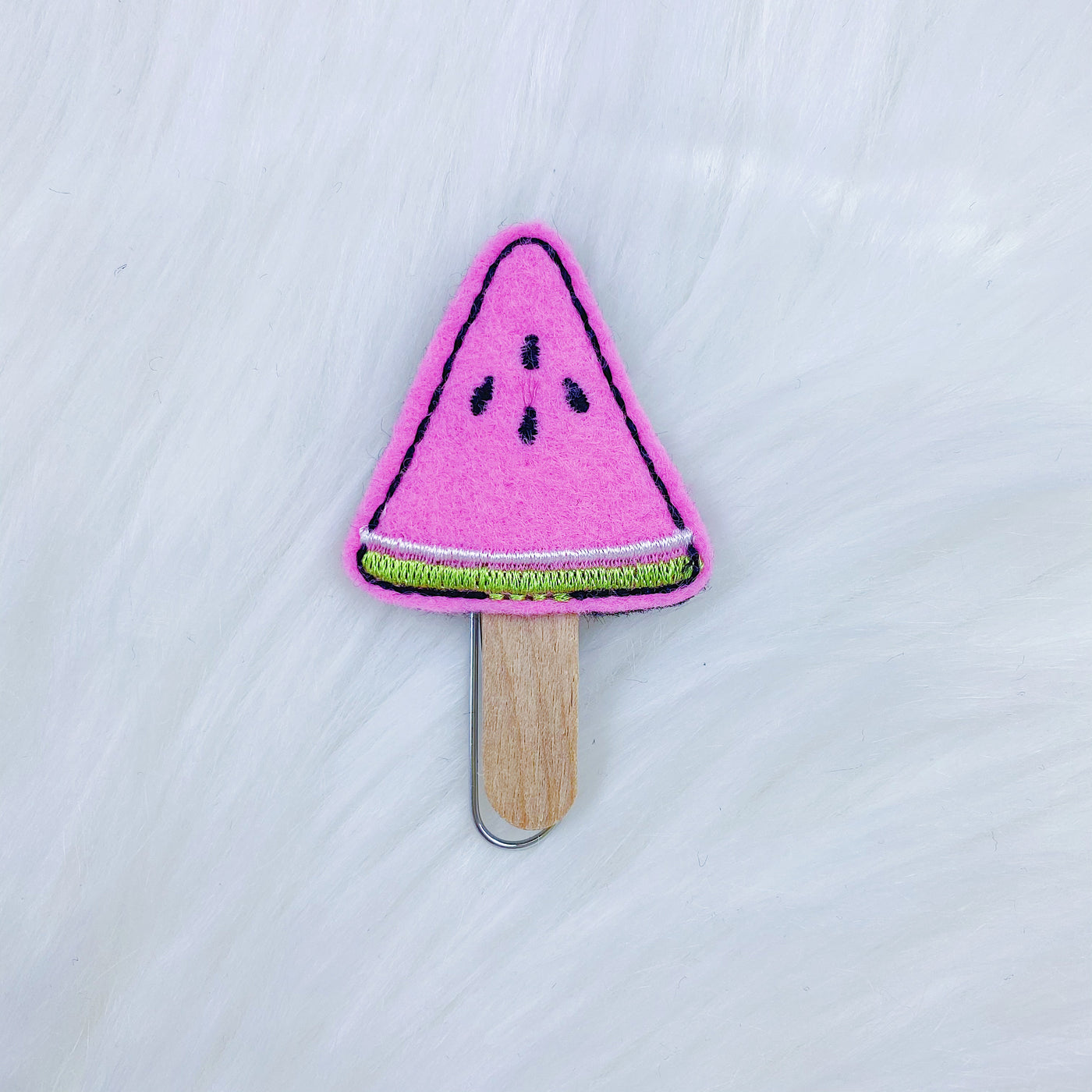 Pink Watermelon Popsicle Feltie Planner Clip