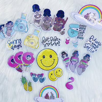 Hot Babe Summer Sticker Die Cut Pack | Holographic Overlay | ALL Skin Tones Included