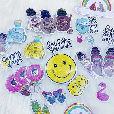 Hot Babe Summer Sticker Die Cut Pack | Holographic Overlay | ALL Skin Tones Included