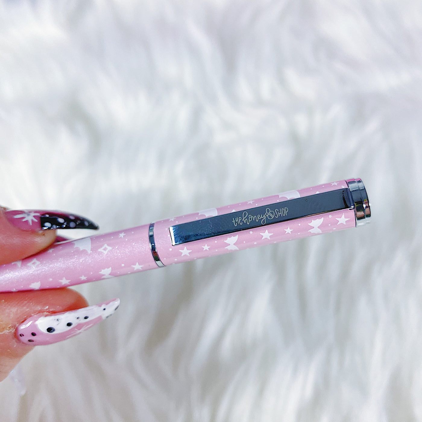 Pink Bat Bow Engraved Pen | 0.5 Gel Pen | TheHoneyBShop