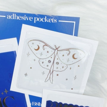 Lunar Eclipse Adhesive Pockets | Bundle of FOUR | Soft Gold Foiled