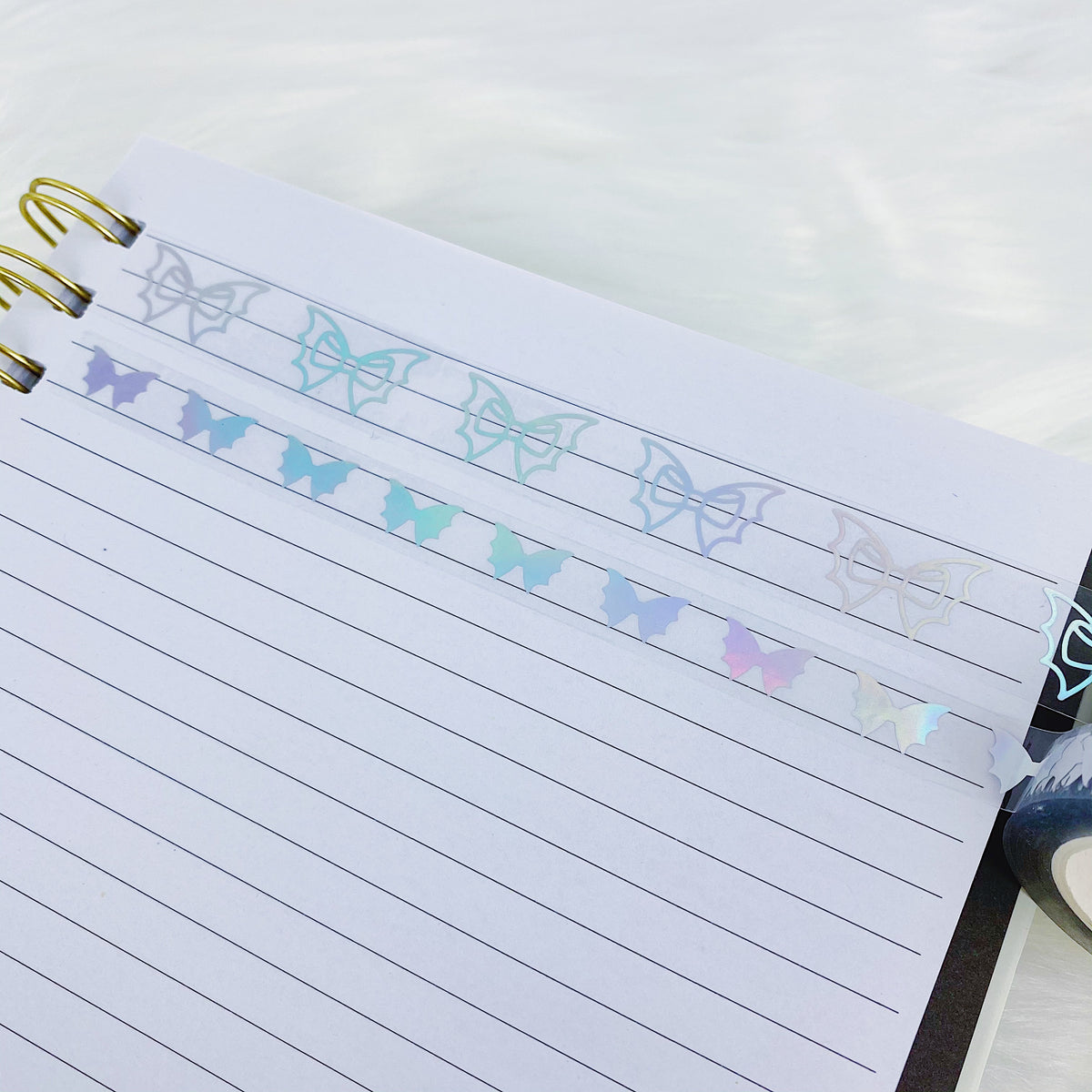Clear Holo Bat Bow Washi Bundle
