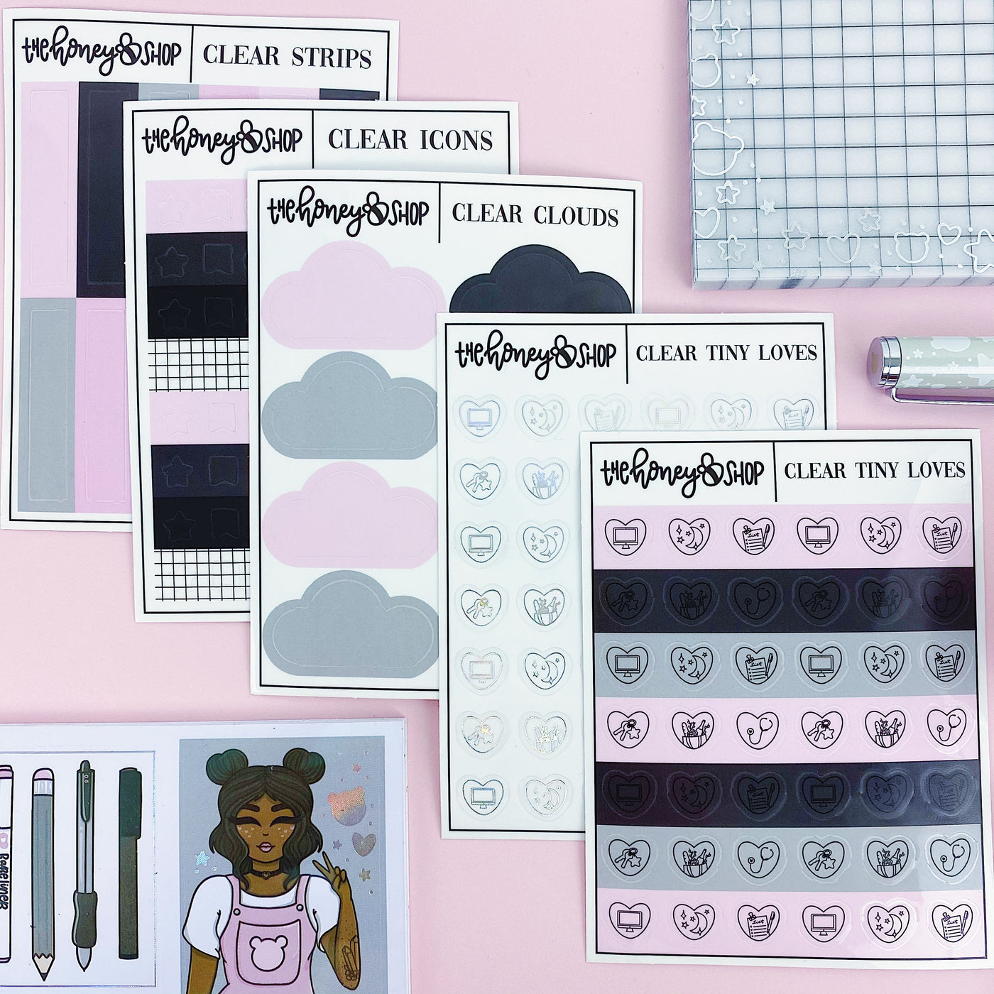 Bear Necessities Clear Functional Sticker Pack | 5 Sheets Included
