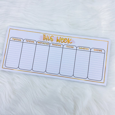 This Week Vertical Desk Notepad | Gold Holo Foiled